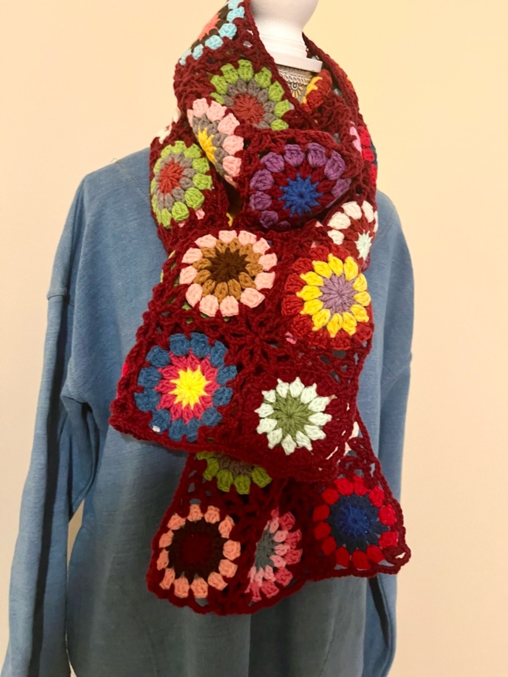 Handmade Crochet Scarf,Boho Style Throw